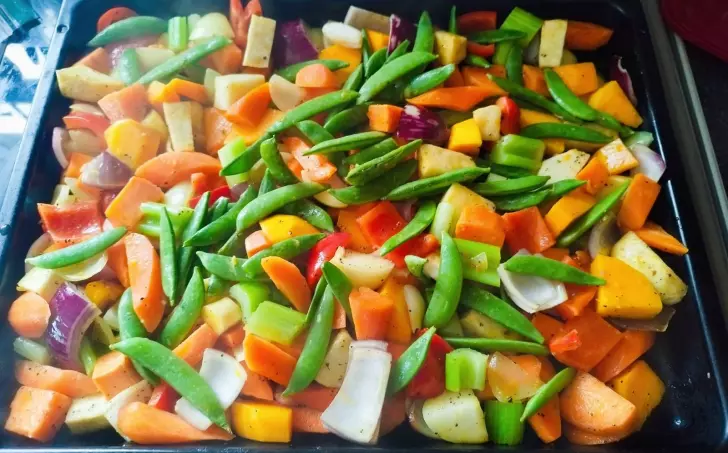 Kuřecí prsa + barevná zelenina + dip