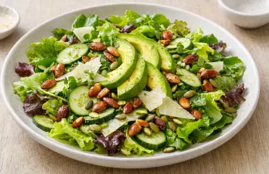 Salát s z listové zeleniny a avokáda, s citronovou zálivkou