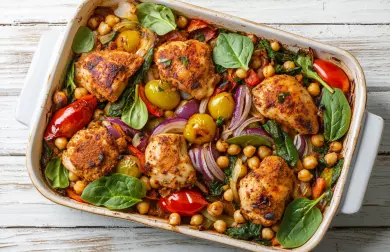 Kuřecí s pečenou zeleninou a cizrnou