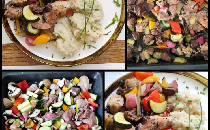 Vepřová kýta na zelenině s květákovou kaší