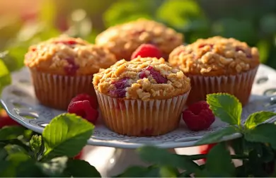 Malinové muffiny z kokosovej múky s mandľovou mrveničkou
