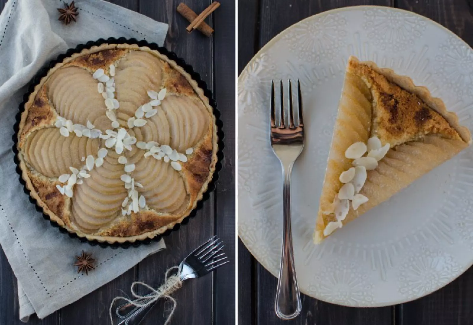 Hruškový koláč s mandlovou náplní