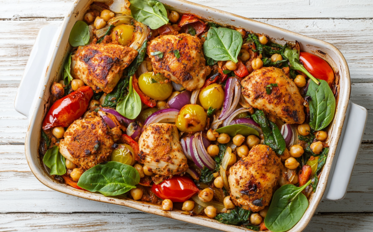 Kuřecí s pečenou zeleninou a cizrnou