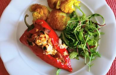 Pečená plněná paprika s pečeným květákem