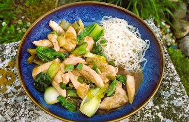 Kuřecí stir-fry s pak choi a jarní cibulkou - LC
