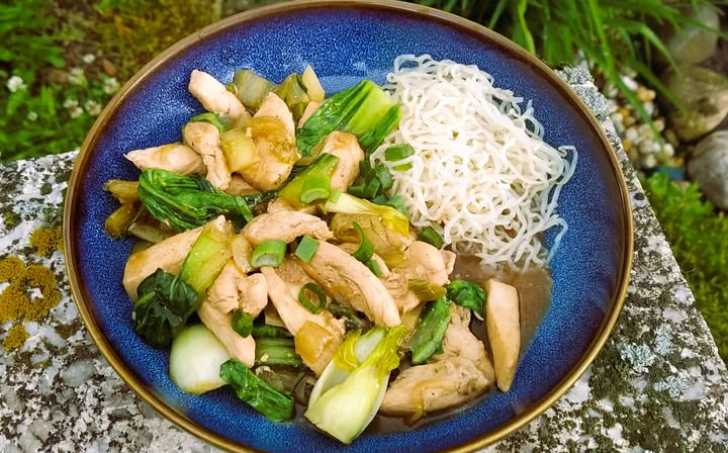 Kuřecí stir-fry s pak choi a jarní cibulkou - LC