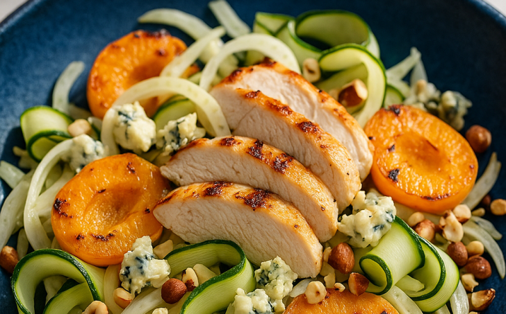 Fenyklový salát s ořechy, meruňkami a gorgonzolou